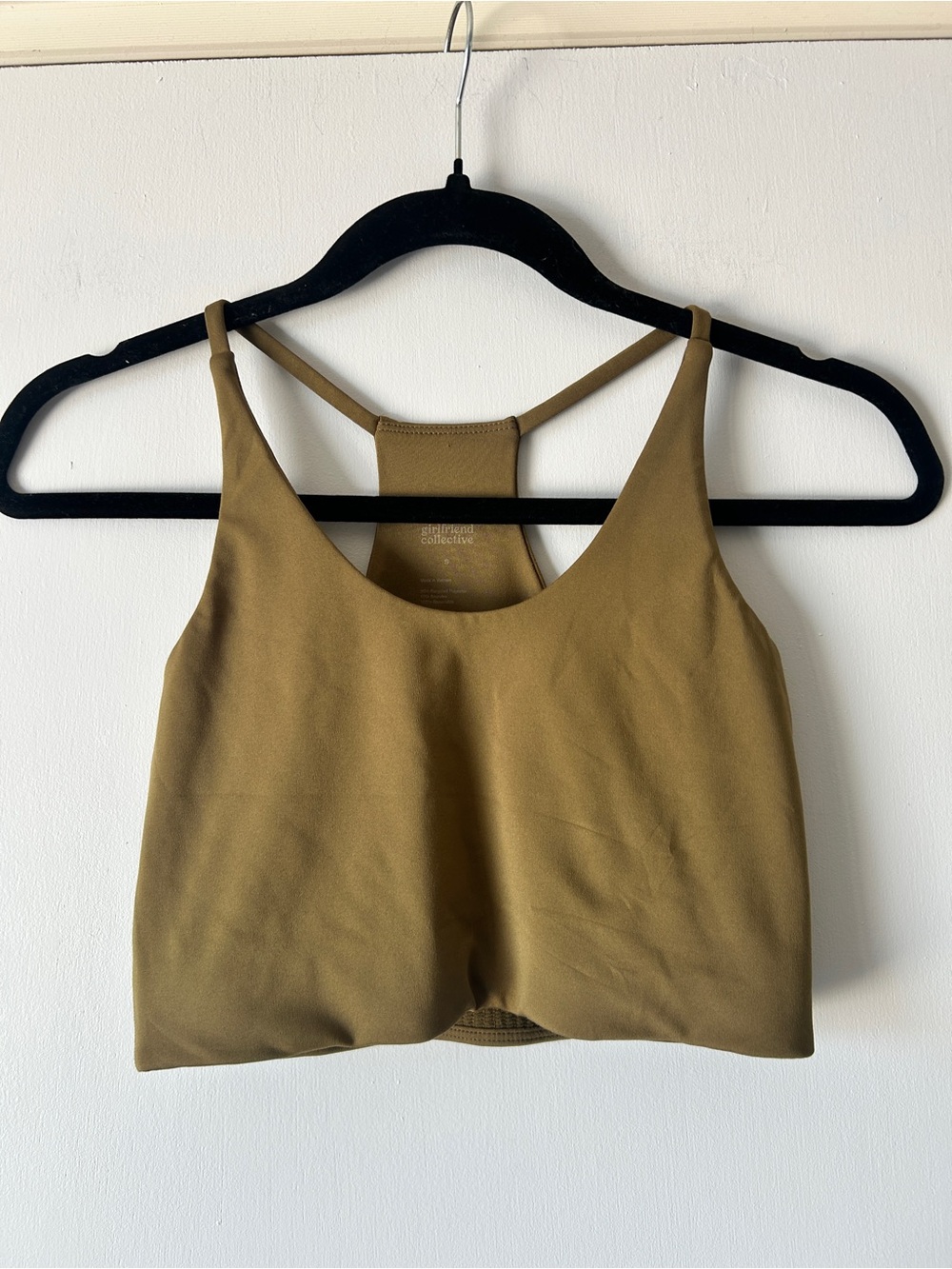 girlfriend collective Olive Green Racerback Crop Tank